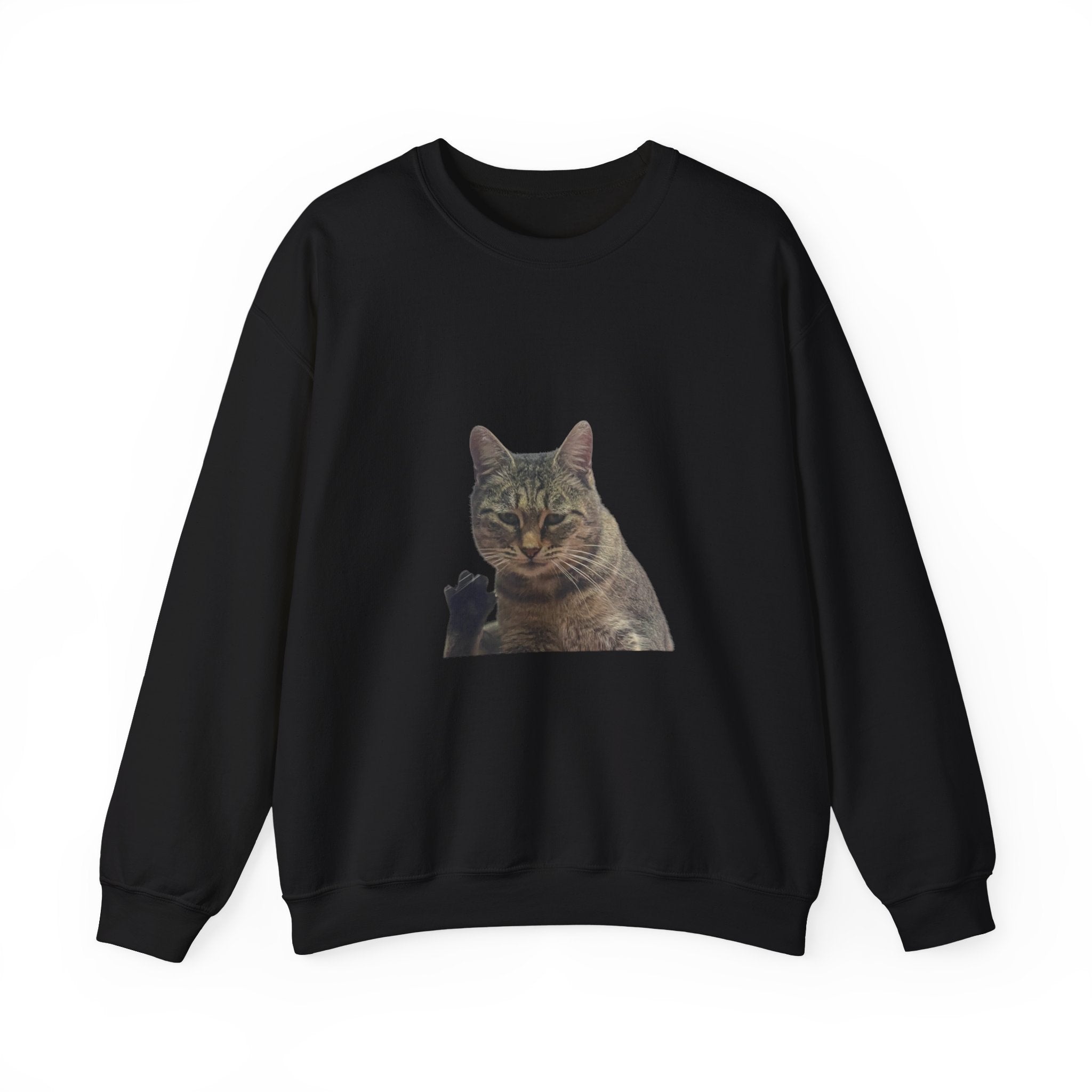 Waving Tabby Cat Sweatshirt Dark Colors