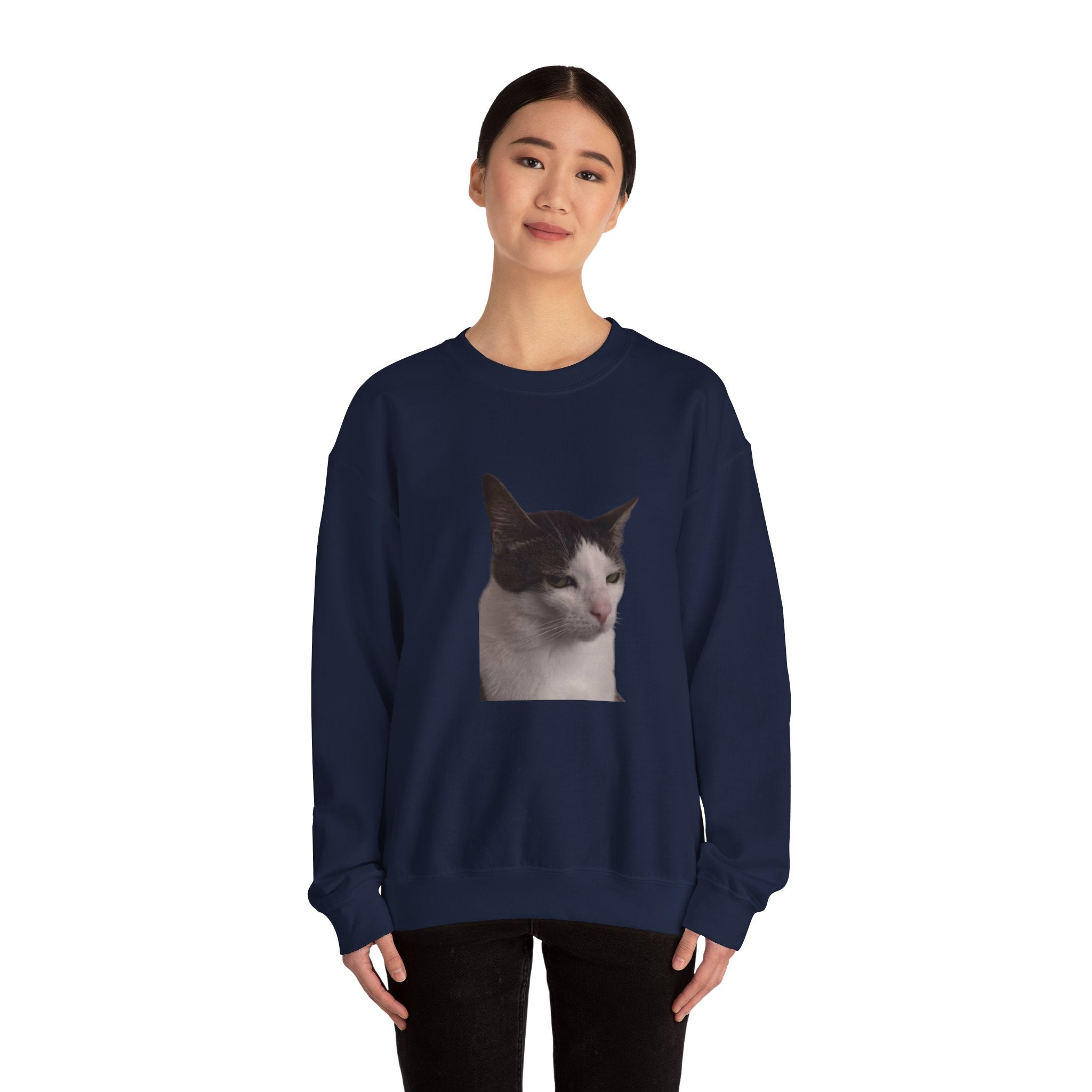 Maroon sweatshirt with floral design worn by a model on a white background