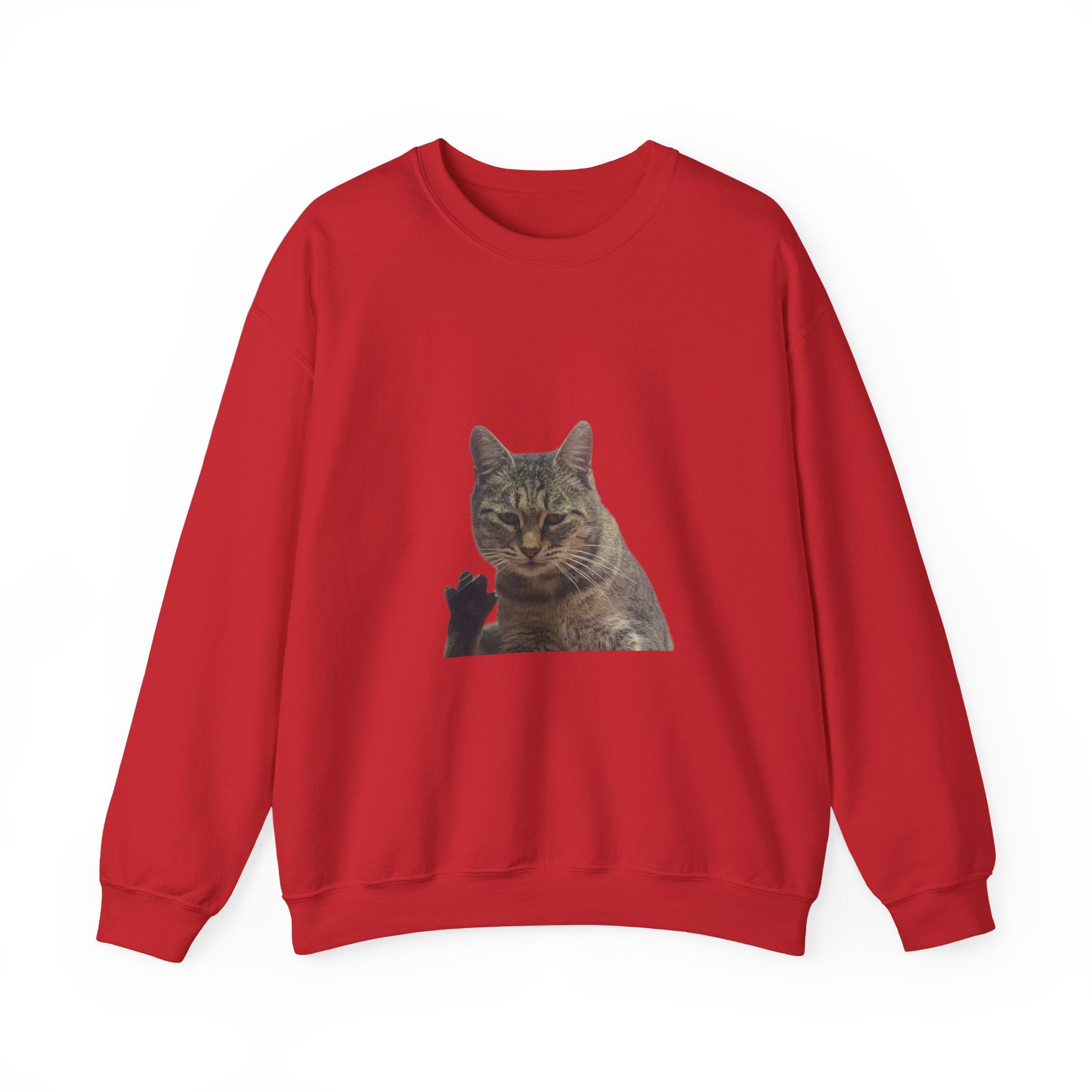 Waving Tabby Cat Sweatshirt Dark Colors