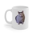 White mug with a cat design on a white background