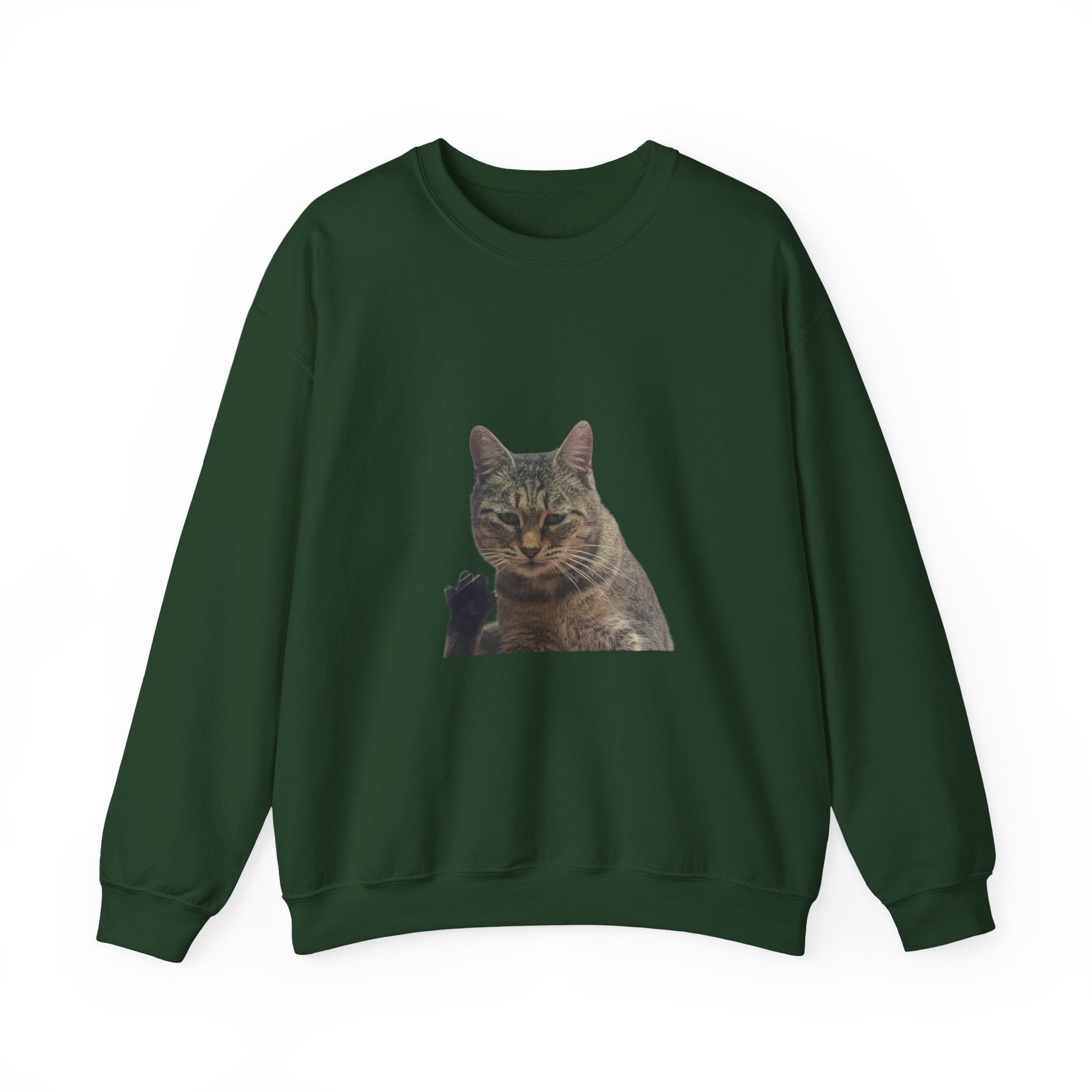 Waving Tabby Cat Sweatshirt Dark Colors