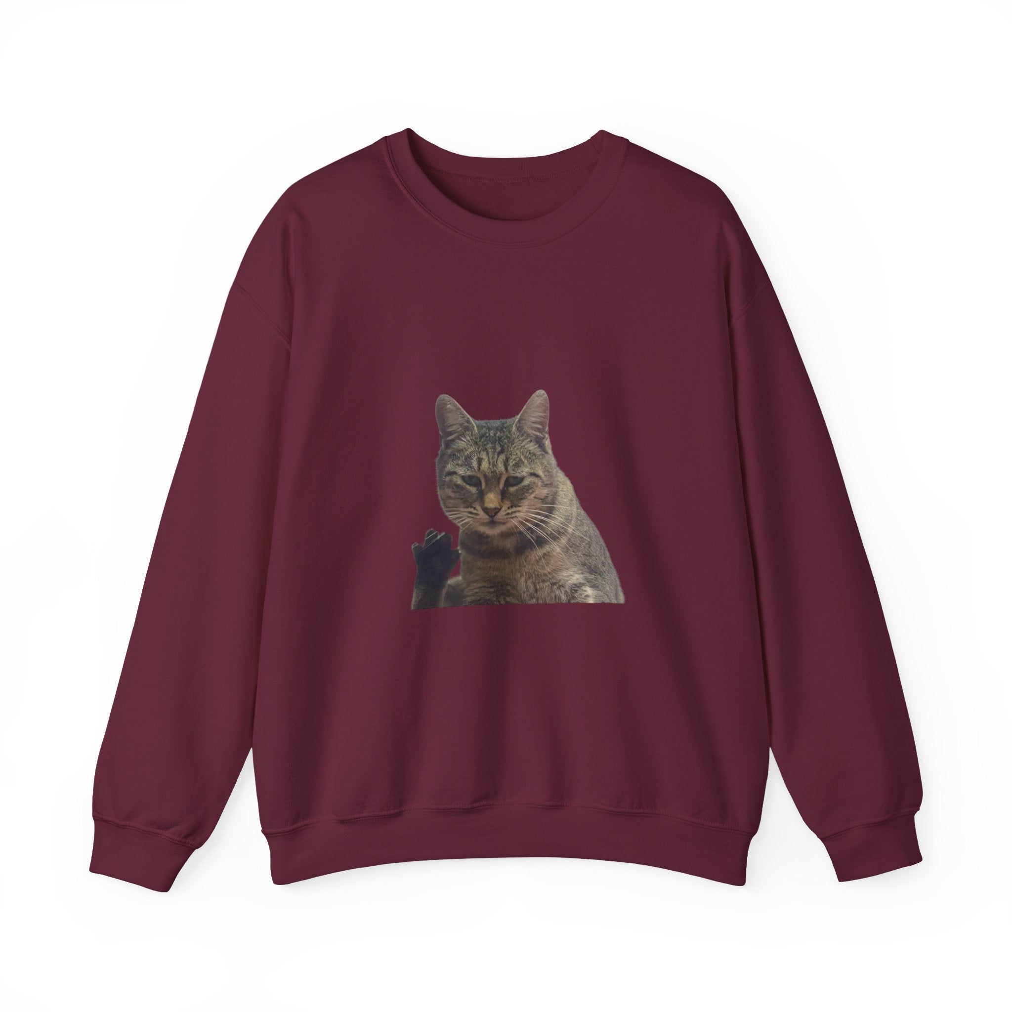 Waving Tabby Cat Sweatshirt Dark Colors