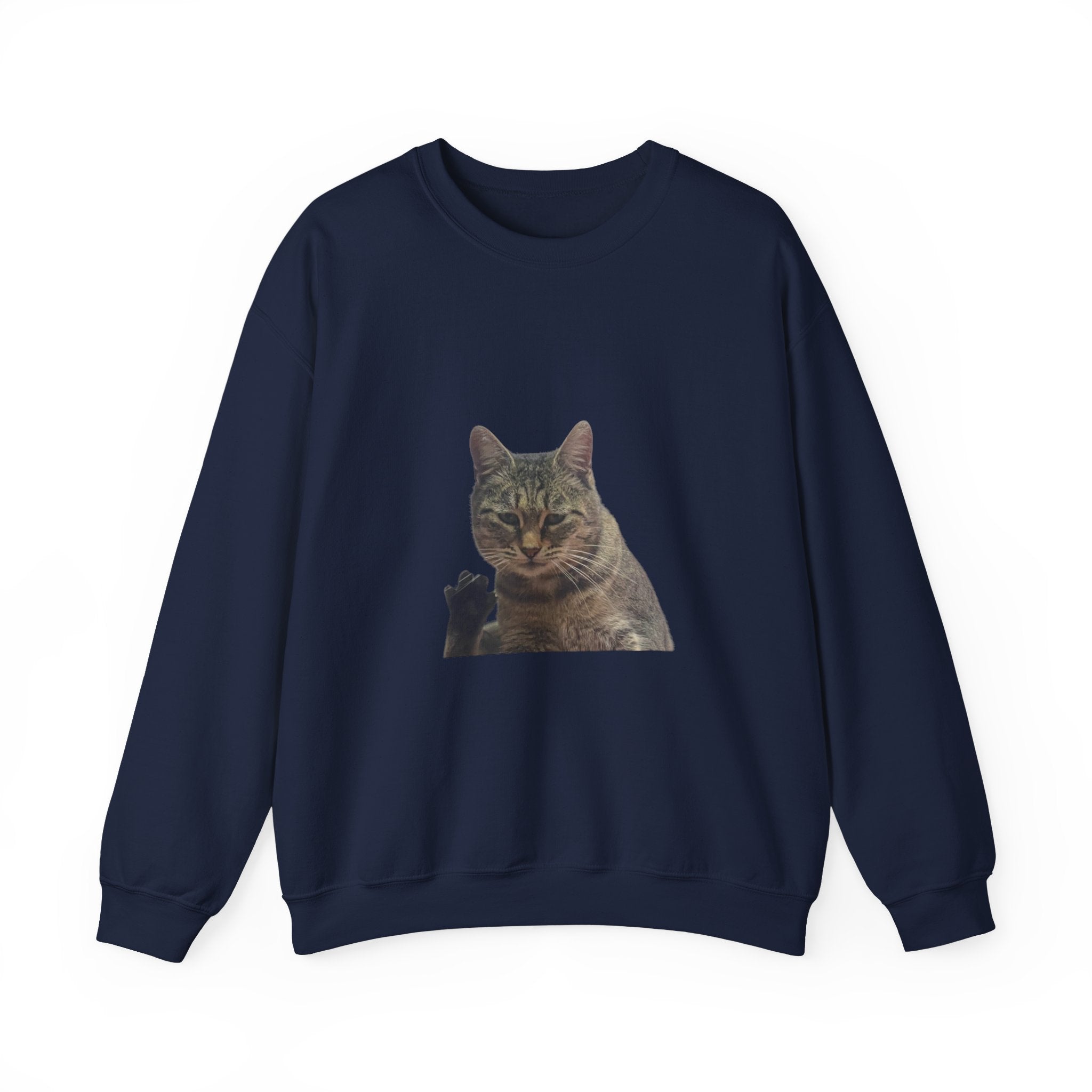Waving Tabby Cat Sweatshirt Dark Colors